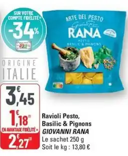 G20 GIOVANNI RANA Ravioli Pesto, Basilic & Pignons offre