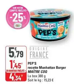 G20 MAÎTRE COQ Pep's recette Manhattan Burger offre