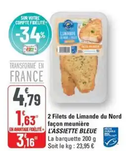 G20 L'ASSIETTE BLEUE 2 Filets de Limande du Nord façon meunière offre