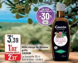 G20 CAUVIN Huile vierge de Sésame grillé offre