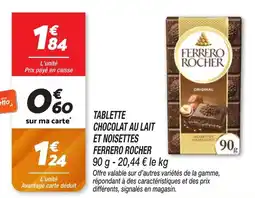 Netto Tablette chocolat au lait et noisettes ferrero rocher offre