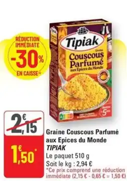 G20 TIPIAK Graine Couscous Parfumé aux Epices du Monde offre