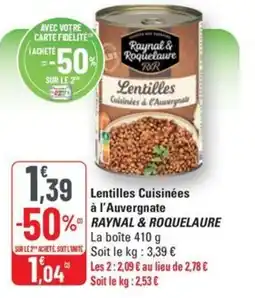 G20 RAYNAL & ROQUELAURE Lentilles Cuisinées à l'Auvergnate offre