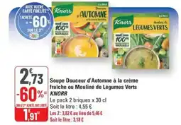 G20 KNORR Soupe Douceur d'Automne à la crème fraîche ou Mouliné de Légumes Verts offre
