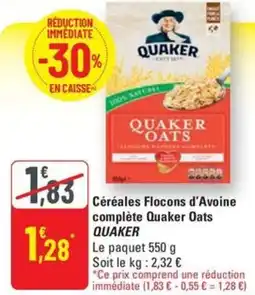 G20 QUAKER Céréales Flocons d'Avoine complète Quaker Oats offre