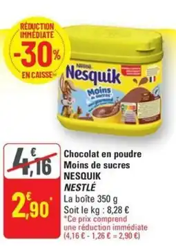 G20 NESTLÉ Nesquik moins de sucres chocolat en poudre offre