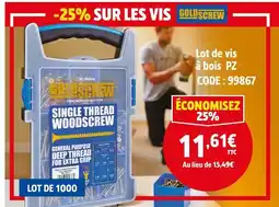 Screwfix GOLDSCREW Lot de vis à bois PZ offre