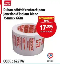 Screwfix PLASTO Ruban adhésif renforcé pour jonction d’isolant blanc offre
