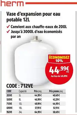Screwfix Vase d'expansion pour eau potable 12L offre