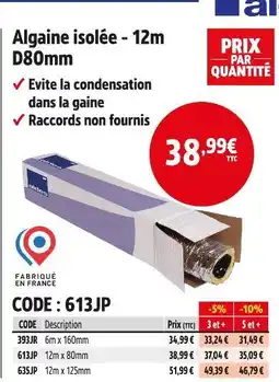 Screwfix Algaine isolée - 12m D80mm offre