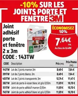 Screwfix 3M Joint adhésif porte et fenêtre 2 x 3m offre