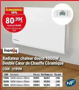 Screwfix Radiateur chaleur douce 1000W Double Cœur de Chauffe Céramique offre