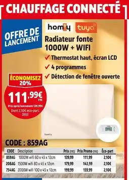 Screwfix Radiateur fonte 1000W + WIFI offre