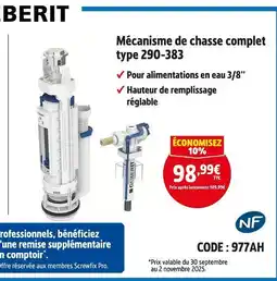 Screwfix GEBERIT Mécanisme de chasse complet type 290-383 offre