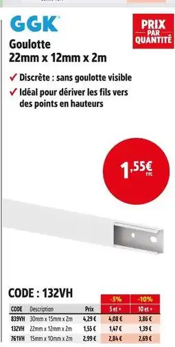 Screwfix GGK Goulotte 22mm x 12mm x 2m offre