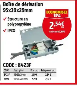 Screwfix Boîte de dérivation 95x39x29mm offre