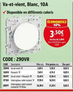 Screwfix Va-et-vient, Blanc, 10A offre