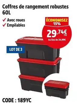 Screwfix Coffres de rangement robustes 60L offre