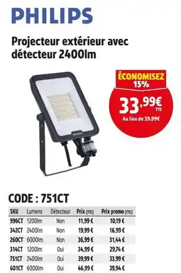 Screwfix PHILIPS Projecteur extérieur avec détecteur 2400lm offre