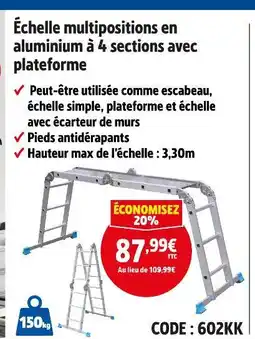 Screwfix Échelle multipositions en aluminium à 4 sections avec plateforme offre