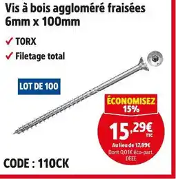 Screwfix Vis à bois aggloméré fraisées offre