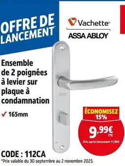 Screwfix VACHETTE Ensemble de 2 poignées à levier sur plaque à condamnation offre