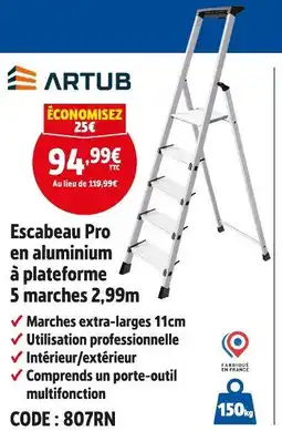 Screwfix ARTUB Escabeau Pro en aluminium à plateforme 5 marches 2,99m offre