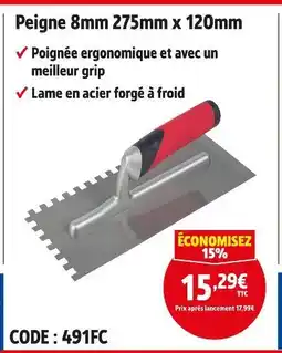 Screwfix Peigne 8mm 275mm x 120mm offre
