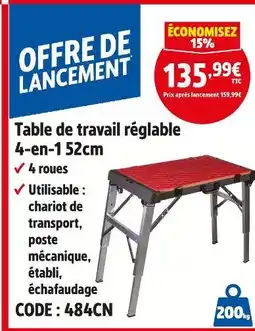 Screwfix Table de travail réglable 4-en-1 52cm offre