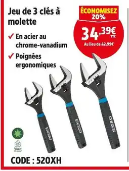 Screwfix Jeu de 3 clés à molette offre
