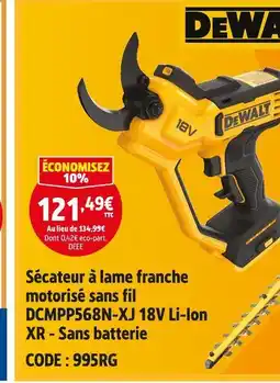 Screwfix DeWALT Sécateur à lame franche motorisé sans fil DCMPP568N-XJ 18V Li-Ion XR - Sans batterie offre