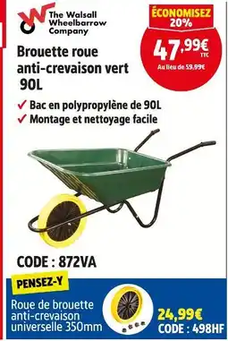 Screwfix Brouette roue anti-crevaison vert 90L offre