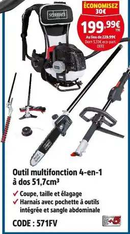 Screwfix SCHEPPACH Outil multifonction 4-en-1 à dos 51,7cm³ offre
