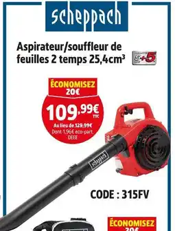 Screwfix SCHEPPACH Aspirateur/souffleur de feuilles 2 temps 25,4cm³ offre