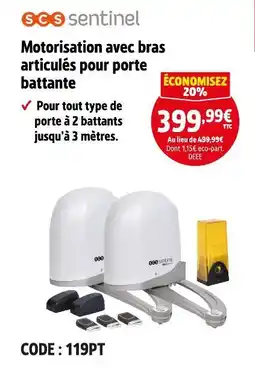 Screwfix Motorisation avec bras articulés pour porte battante offre