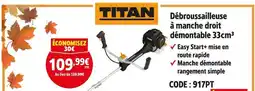 Screwfix TITAN Débroussailleuse à manche droit démontable 33cm³ offre