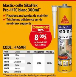 Screwfix SIKA Mastic-colle SikaFlex Pro-11FC blanc 300ml offre