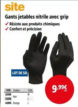 Screwfix SITE Gants jetables nitrile avec grip offre