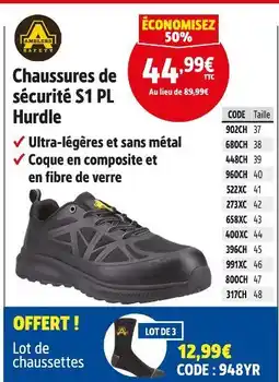 Screwfix Chaussures de sécurité S1 PL Hurdle offre