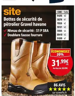 Screwfix SITE Bottes de sécurité de pétrolier Gravel havane offre