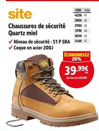 SITE Chaussures de sécurité Quartz miel