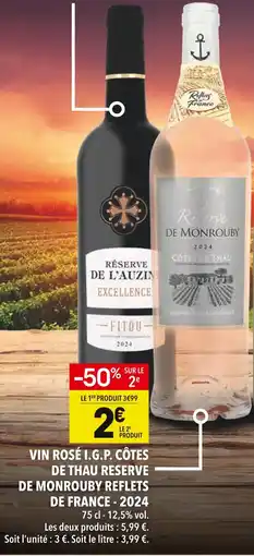 Supeco REFLETS DE FRANCE VIN ROSÉ I.G.P. CÔTES DE THAU RESERVE DE MONROUBY offre