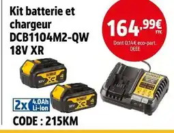Screwfix DEWALT Kit batterie et chargeur DCB1104M2-QW 18V XR offre