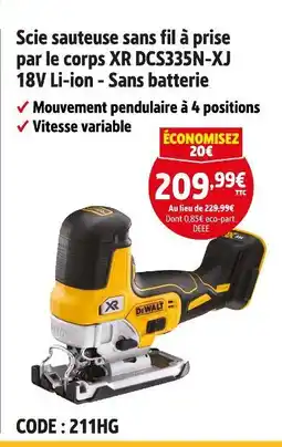Screwfix DEWALT Scie sauteuse sans fil XR DCS335N-XJ 18V Li-ion - Sans batterie offre
