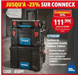 Screwfix ERBAUER Système de rangement d’outils Connex 3 pièces offre