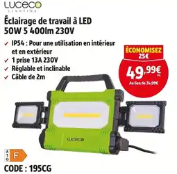 Screwfix LUCECO LIGHTING Éclairage de travail à LED 50W 5 400lm 230V offre