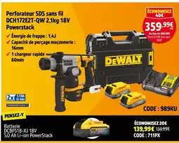 Screwfix DEWALT Perforateur SDS sans fil DCH172E2T-QW 2,1kg 18V Powerstack offre