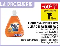 Supeco PAIC Liquide Vaisselle Excel Ultra Dégraissant offre
