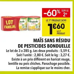 Supeco Bonduelle Maïs sans résidu de pesticides offre