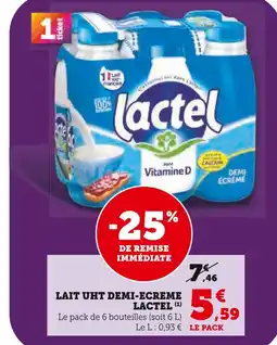 U Express LACTEL Lait UHT Demi-Écrémé offre